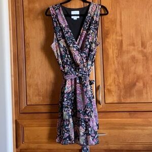 Sam Edelman Purple Black Wrap Tie Front Mini Dress
